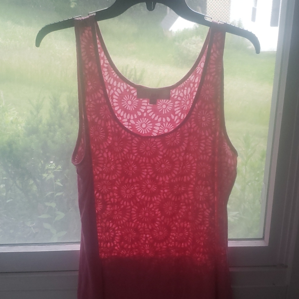 Loft | Large | Soft Pink Floral Scoop-Neck Tank